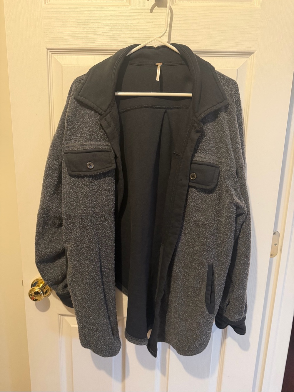 We The Free Charcoal Gray Fleece Shirt Jacket